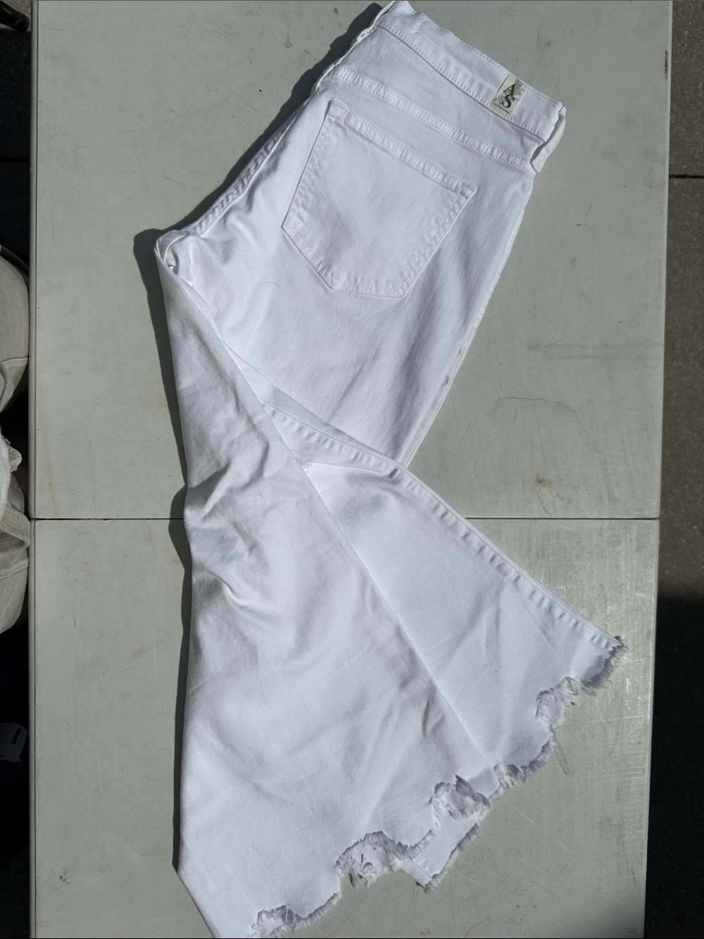 Altar'd State White Raw-Hem Flare Jeans